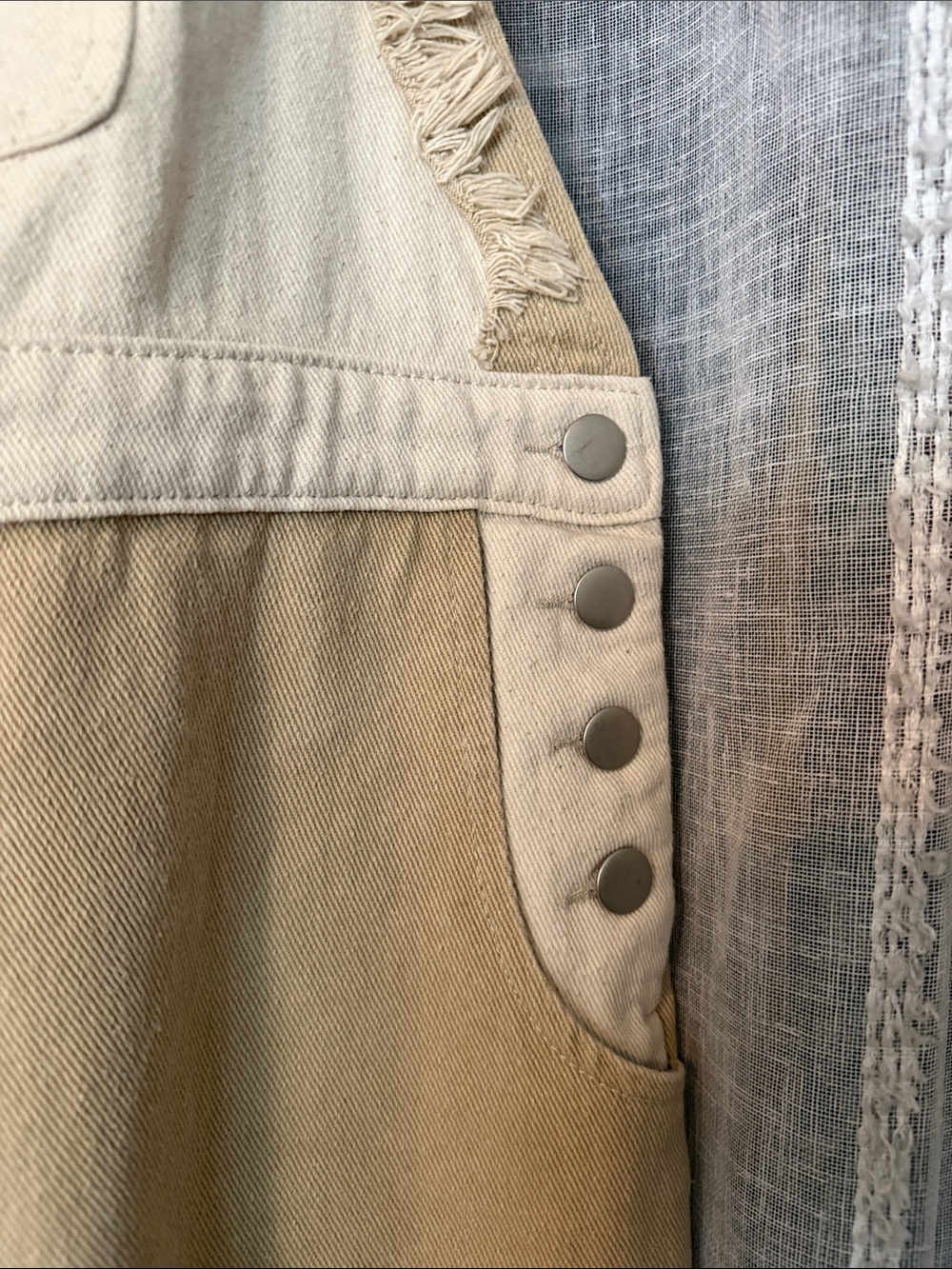 Blue Blush Patchwork Cotton Denim Patchwork Boho Large Overalls - Neutral Multi - Picture 3 of 12